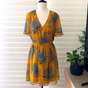 Madewell Sweetgrass Ruffle-Sleeve Dress in Painted Blooms